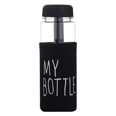 Бутылка для воды My bottle, 500 мл, 19.5×6 см, чехол в комплекте, черная