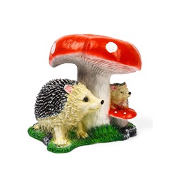 Садовая фигура из полистоуна «Гриб с двумя ежами», 30×26×30 см