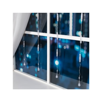 Гирлянда «Занавес» 2.5×0.65 м с насадками «Капли», IP20, прозрачная нить, 50 LED, свечение мульти, 8 режимов, 220 В