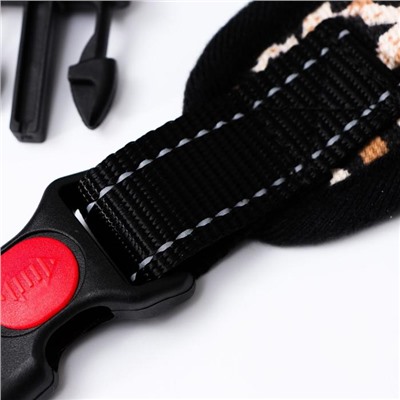 Шлейка К7, размер XL, ОГ 74-92 см, вес 28-47.5 кг, мягкая, светоотражающая, леопард