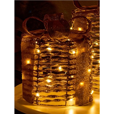 Фигура световая «Подарки цилиндр», 25×20×15 см, 90 LED, батарейки ААх8 (не в компл.), свечение тёплое белое