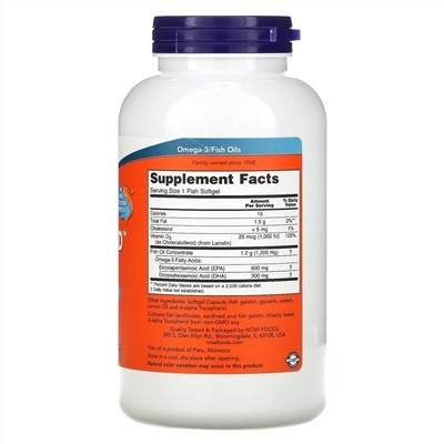 Now Foods, ультра омега 3-D, 180 капсул из рыбьего желатина