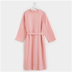 Халат вафельный женский удлинённый Экономь и Я размер 42-44, цвет пудра, 100% хлопок, 200 г/м²