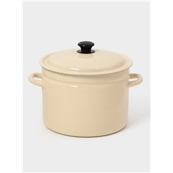 Кастрюля эмалированная, 9 л, d=26.5 см, с крышкой, без декора, цвет слоновой кости