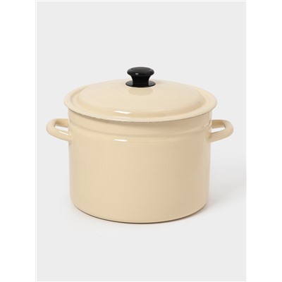 Кастрюля эмалированная, 9 л, d=26.5 см, с крышкой, цилиндрическая, цвет слоновой кости