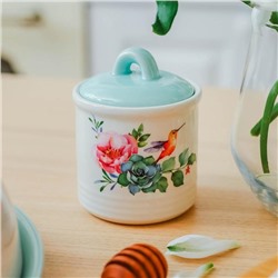 Сахарница-солонка Доляна «Пташка», 150 мл, d=7 см, доломит, белая, голубая