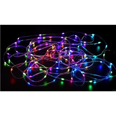 Электрогирлянда светодиодная Роса, 10м, пульт, USB, цветная