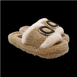 Тапочки меховые ZH003-6 бежевые