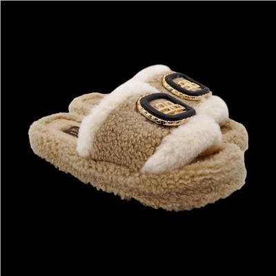 Тапочки меховые ZH003-6 бежевые