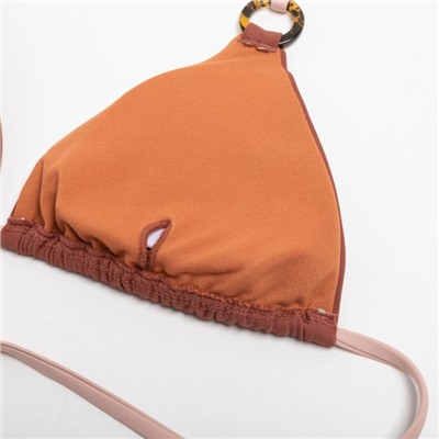 Купальник раздельный на завязках женский MINAKU, коричневый, размер 48