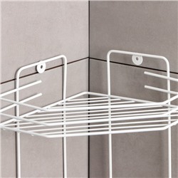 Полка для ванной угловая 4-х ярусная, 20.5×20.5×71 см, белая