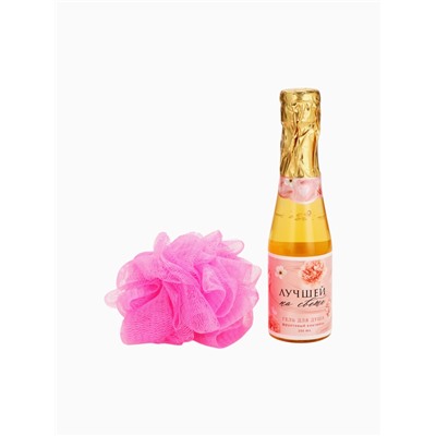 УЦЕНКА Набор "С 8 марта!", гель для душа во флаконе шампанское, 250 мл и мочалка для тела