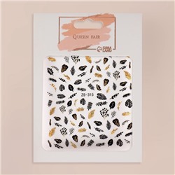 Наклейки для ногтей «Листопад», металлизированные, золотистые, чёрные