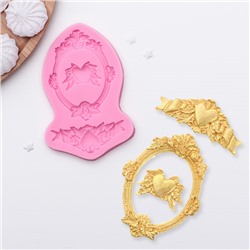 Молд для заливки «Сердца, рамка, лепнина», силикон, 12.5×8.2×1.1 см, МИКС