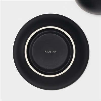 Чайный набор Magistro Matt black, чашка 210 мл, блюдце d=14 см, 2 шт., фарфор, чёрный
