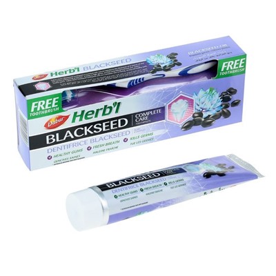 Dabur Herb'l Black Seed Toothpaste with Toothbrush / Дабур Зубная Паста Комплексный Уход с Черным Тмином + Зубная Щётка Ср. Жесткости 150 г