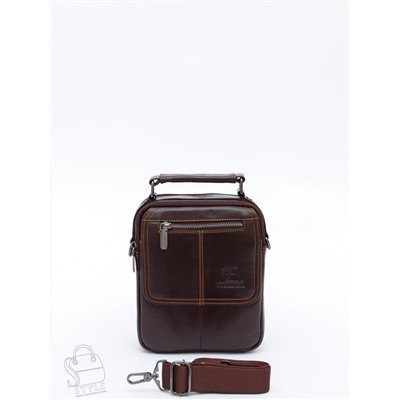 Сумка мужская кожаная 632M brown Fuzhiniao в Новосибирске