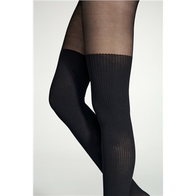 Фантазийные CONTE Колготки с имитацией гольфинов в рубчик CAPRICE