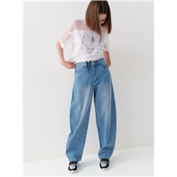 Брюки текстильные джинсовые для девочек