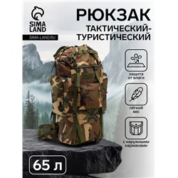 Рюкзак тактический туристический Adventure, 65 л, с карманами, расцветка мультикам, коричневый