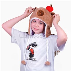 Шапка карнавальная "Капибара" с вишенкой 29*32см.