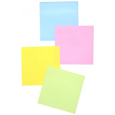 Бумага для заметок с клеевым краем 76х76 мм 400л ассорти пастель 4 цв. без линовки IFSNS76-4P inФОРМАТ
