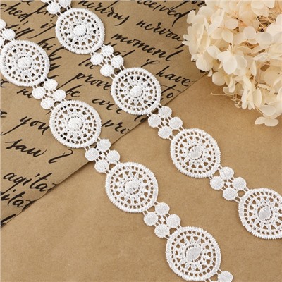 Кружево гипюровое, 30 мм × 8±0.5 м, белое