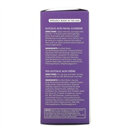 Reviva Labs, Glycolic Duo, крем с 10% гликолевой кислотой и очищающее средство для лица с гликолевой кислотой, 2 шт.