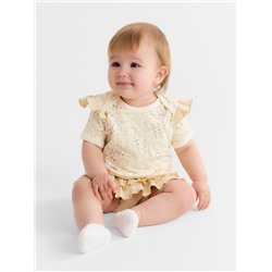 Комплект для девочки (футболка и шорты) детский MINAKU Nature, рост 80-86 см, бежевый