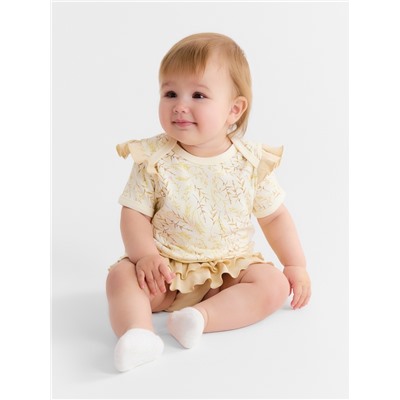 Комплект для девочки (футболка и шорты) детский MINAKU Nature, рост 80-86 см, бежевый