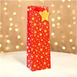Пакет подарочный новогодний под бутылку, упаковка «Звездочки», 12×36×8.5 см