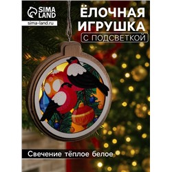 Подвеска световая «Снегири», 10 см, от батареек LR41×3, свечение тёплое белое