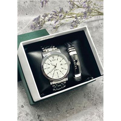 Подарочный набор для мужчины часы и браслет + коробка #22853534