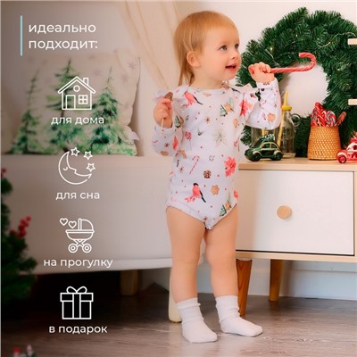 Боди детское MINAKU Winter, рост 62-68 см, белое