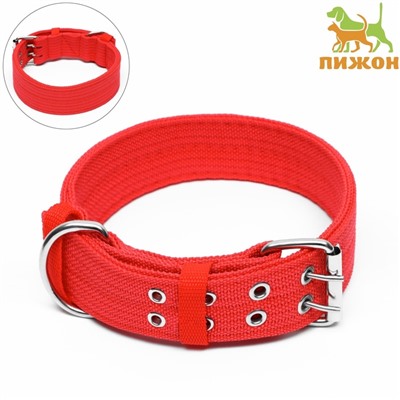 Ошейник четырехслойный, 64×4 см, ОШ 50-58 см, полиэстер, красный