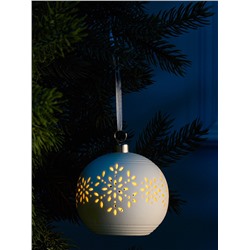Ёлочный шар «Снежинки», 9×9×9.8 см, 1 LED, керамика, от батареек LR44×2, свечение тёплое белое
