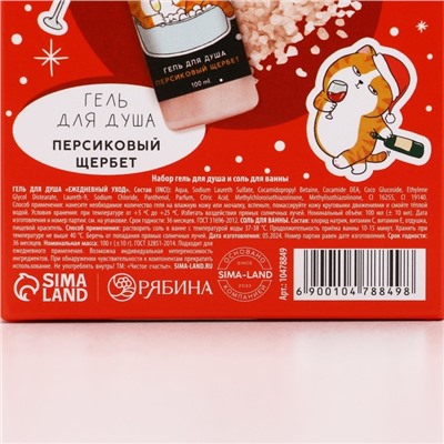 Подарочный набор новогодний «За нас с вами»: гель для душа 100 мл и соль для ванны 100 г, Чистое счастье