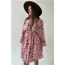 Платье женское  FLOWER030/09/Розовый, зеленый