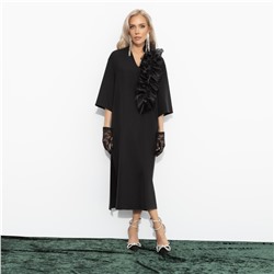 Платье с разрезом, Сияние глянца (чёрное)