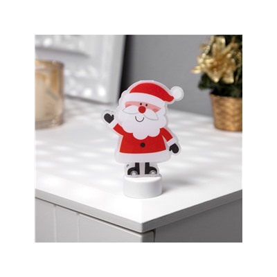 Световая картинка на подставке «Дед Мороз», 11 см, 1 LED, от батареек, свечение тёплое белое