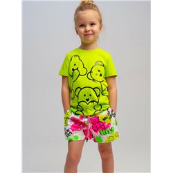 Комплект трикотажный для девочек: фуфайка (футболка), шорты