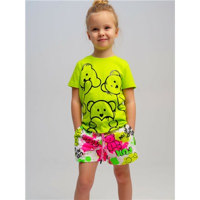 Комплект трикотажный для девочек: фуфайка (футболка), шорты