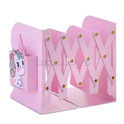 Подставка для учебников и книг "Unicorn" 19x14,7x9 см, металлическая, телескопическая, окрашенная, вес 800 г, с подставкой для пишущих принадлежностей, с противоскользящими ножками, в картонной коробке