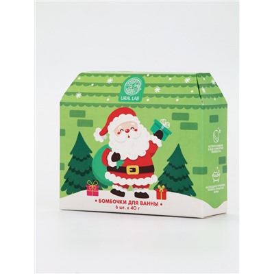 Бомбочки для ванны в домике «Дед Мороз», набор 6 шт. × 40 г, URAL LAB