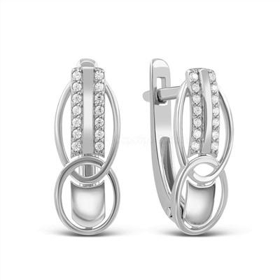 Серьги из серебра с фианитами родированные 925 пробы 2-3385-001р200