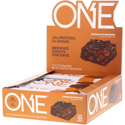 One Brands, ONE Bar, Chocolate Brownie, 12 Bars, 2.12 oz (60 g) Each
