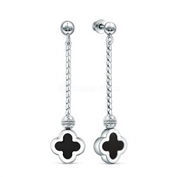 Браслет женский серебро в форме клевер с камнем оникс коллекция Clover Time 925 пробы 451-10-356р