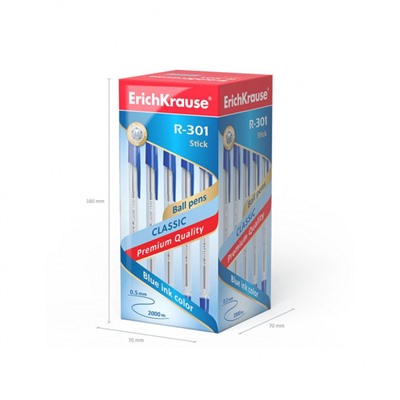 Ручка шариковая R-301 "Классика" 1.0мм 43184 синяя ErichKrause