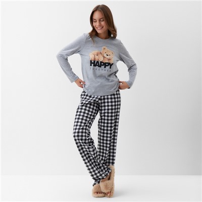 Пижама новогодняя женская (лонгслив, брюки) KAFTAN Happy together, размер 40-42