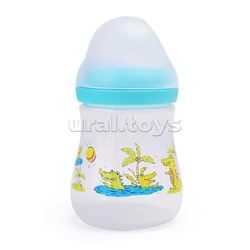 Бутылочка для кормления с  широким горлом и силиконовой соской молочной с антивакуумным клапаном, 250 мл